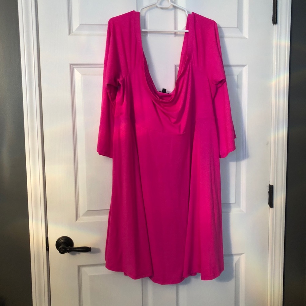 4X Torrid Hot Pink Bell Sleeve Dress